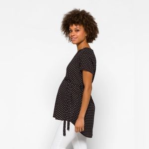 Full Moon Segura Short Sleeve Tie Waist Maternity Blouse S